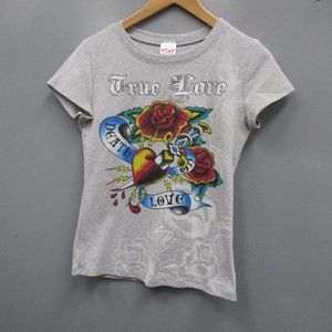 Say Me Women's Shirt Size L Gray Front Designer Work With Stones 90% Cotton Top